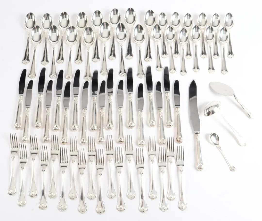 Carl M. Cohr. Sachian Flower, Copenhagen Hallmark / 830s silver cutlery (67) — Silver, bronze, copper and pewter/Silver flatware — Lauritz