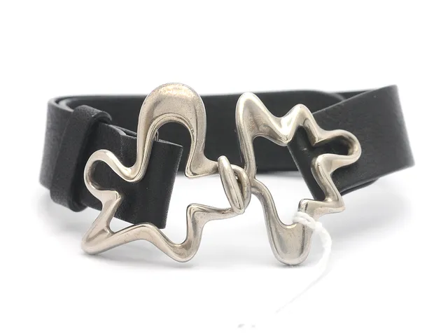 Armband silver med läderband reglerbar längd Georg Jensen i ask