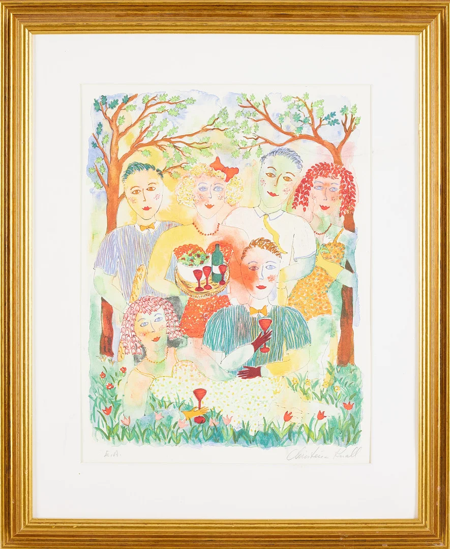 CHRISTINA KNALL. Figurkomposition, färglitografi, EA, signerad. — Engravings & Prints — Stockholms Auktionsverk Sickla