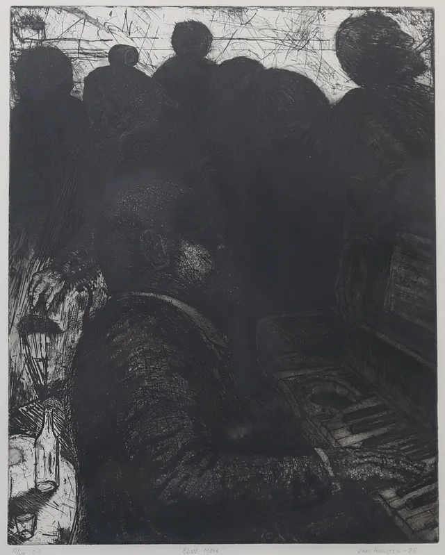 LARS HOFFSTEN. etsning, ET ''blue monk'', signerad samt daterad 85.