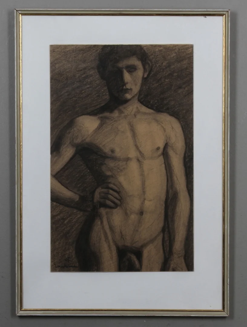 EINAR NERMAN. Modellstudie. Kolteckning, signerad och daterad 07. — Paintings — Gomér & Andersson Linköping