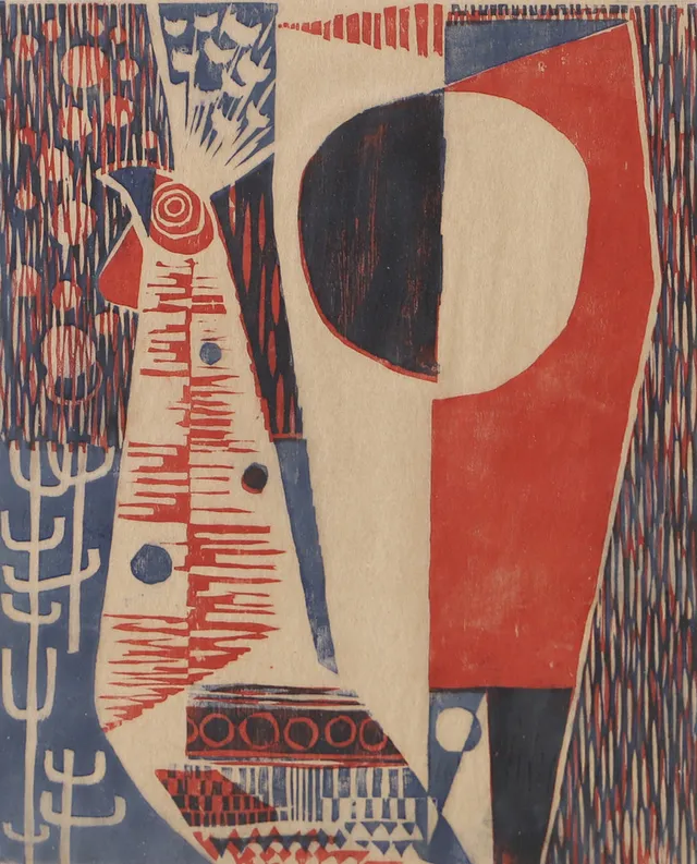 NILS MÖLLER. "Aprilfågel", träsnitt, signerad -54.