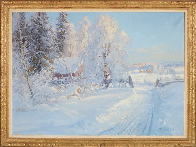 CARL BRANDT. Vinterlandskap, olja på duk, signerad.