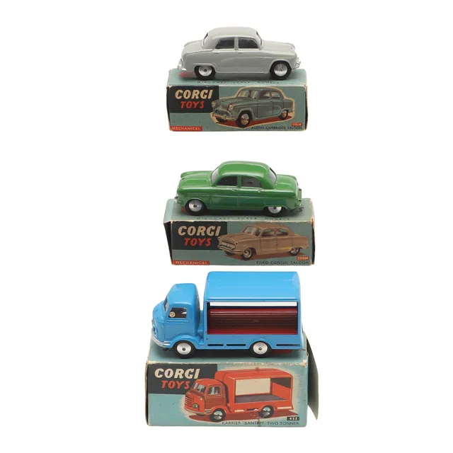 CORGI TOYS - FORD CONSUL, AUSTIN CAMBRIDGE & KARRIER BANTAM.