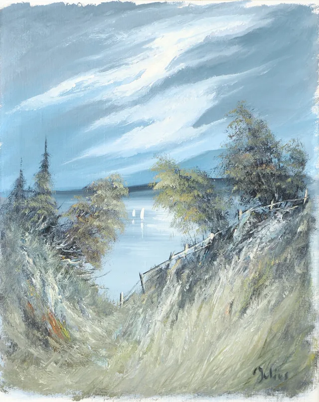 CARL JULIUS. Kustparti, olja på duk, signerad C. Julius.