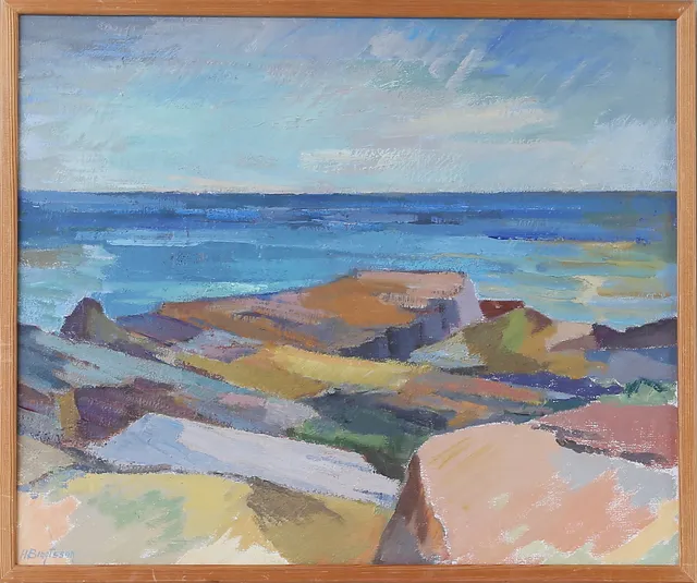 HILMER BENGTSSON. Strandmotiv, olja på duk, signerad.