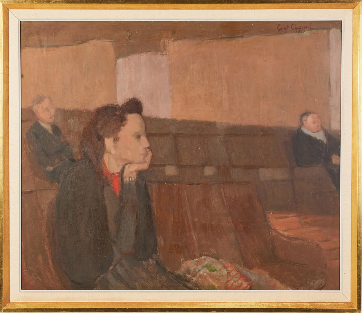 CURT CLEMENS. Biosalong, oljemålning på pannå, signerad och daterad Curt Clemens 1939. — Paintings — Stockholms Auktionsverk Magasin 5