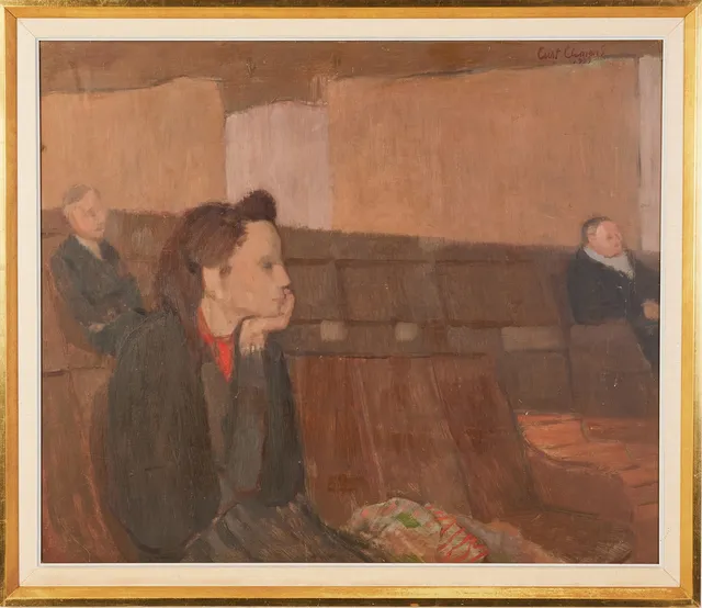 CURT CLEMENS. Biosalong, oljemålning på pannå, signerad och daterad Curt Clemens 1939.