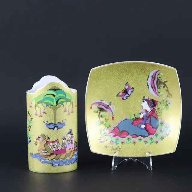 BJÖRN WIINBLAD. Vas och fat, 2 delar, porslin, Rosenthal.