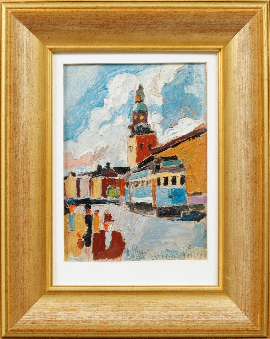 WILHELM HENNING. Göteborgsmotiv, olja på pannå, signerad. — Paintings — Göteborgs Auktionsverk