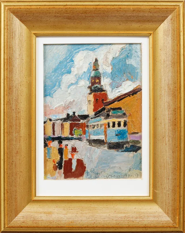WILHELM HENNING. Göteborgsmotiv, olja på pannå, signerad.