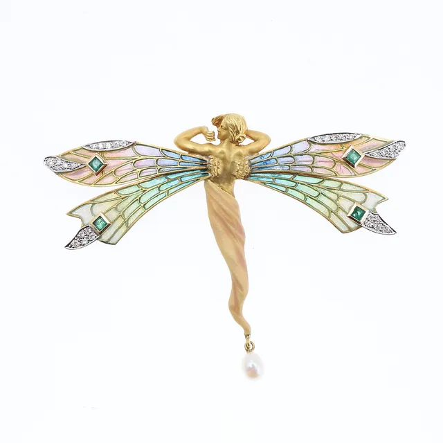 MASRIERA Y CARRERAS. Brooch-pendant in the shape of a female dragonfly, second half of the 20th Century.