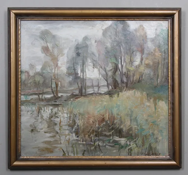 JOSEF LINDSKOG. olja på panå, signerad.