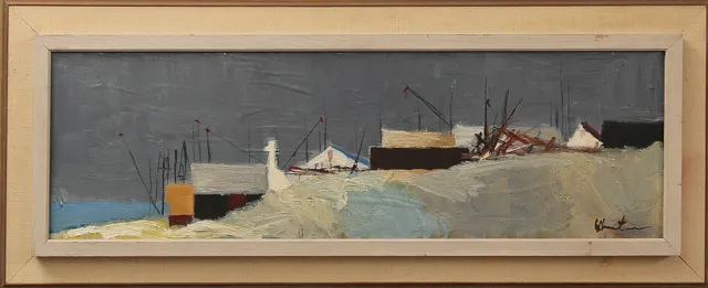 KAI CHRISTENSEN. Olja på duk, fiskeläge, signerad.