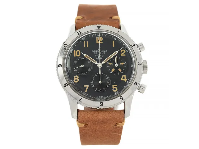 BREITLING, Geneve, Kronometer Stockholm, "765 AVI", "Double Signed", Cal Venus 178, Serie nr. 922600, Ref nr. 765 AVI, Boett nr. 765, kronograf, herrur, 41 mm, stål, manuell, plexiglas, skadad visare, läderband, ca 1960.