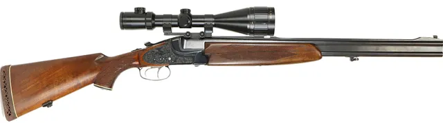 DUBBELSTUDSARE MED KOMBIPIPSET, Enkelskott, fabrikat Brno, modell Super mod 575.2 och 572.6, kaliber 375 H&H & 12/70-7x57R, tillv.nr 7 575.2 00024.