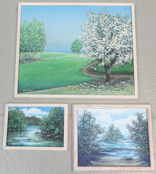 HANS LINDGREN. Olja på duk & pannå, 3 st, impasto, landskap, signerade.