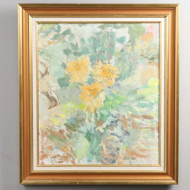 FRITZ HOLMER. Olja på duk, "Blomster", signerad.