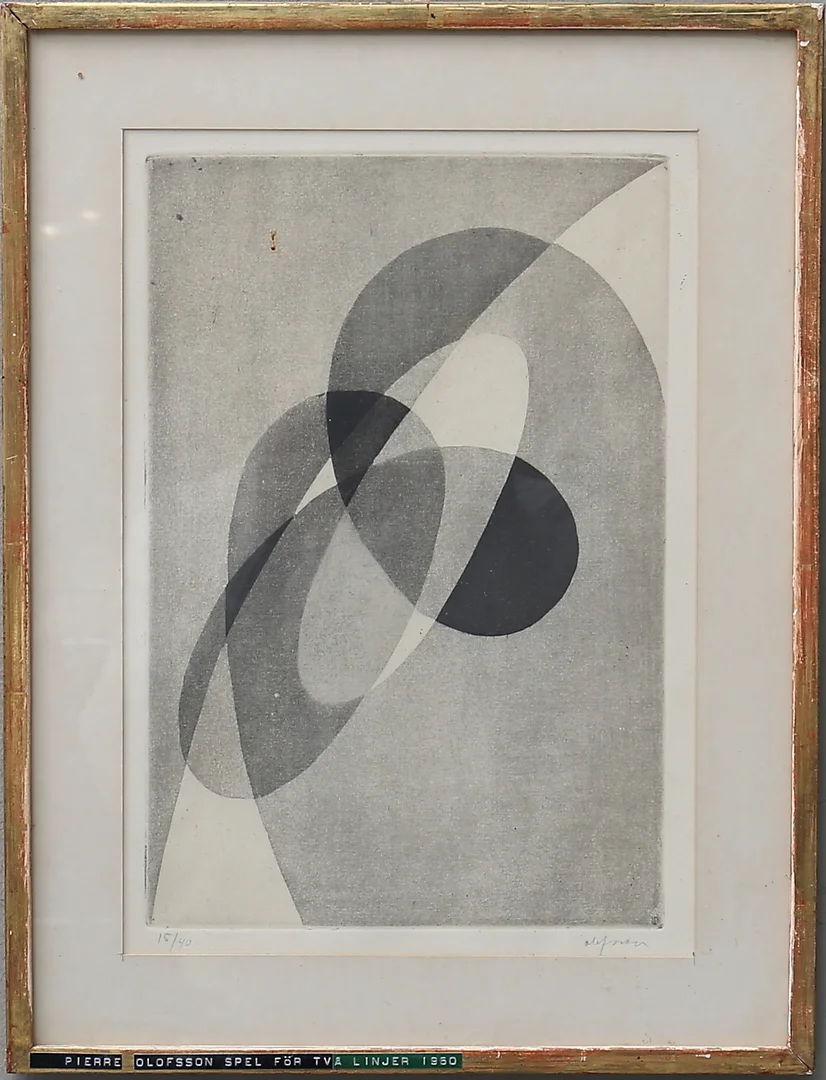 PIERRE OLOFSSON. litografi, "två linjer" signerad samt numrerad 15/40. — Engravings & Prints — Gomér & Andersson Norrköping