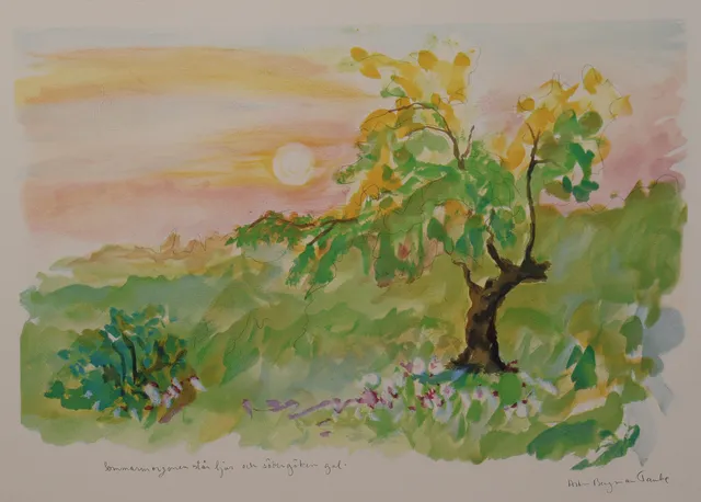 ASTRID BERGMAN TAUBE. tryck, "Sommarmorgonen står ljus och södergöken gal".