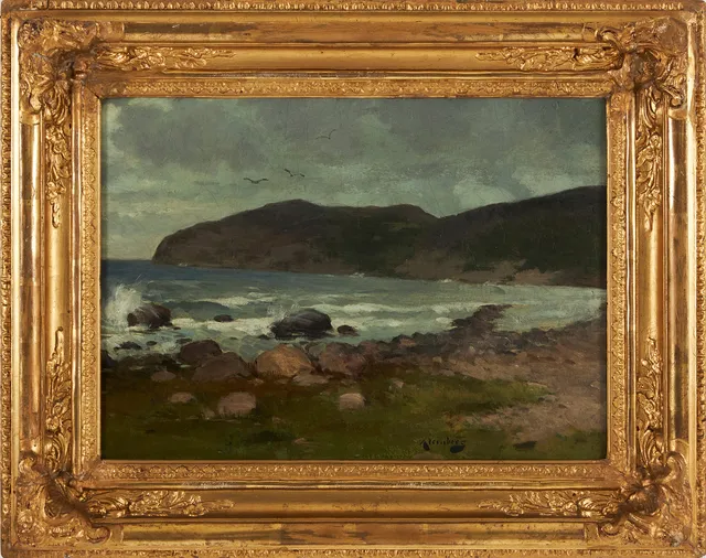 AUGUST JERNBERG. Kustlandskap, olja på duk, signerad.