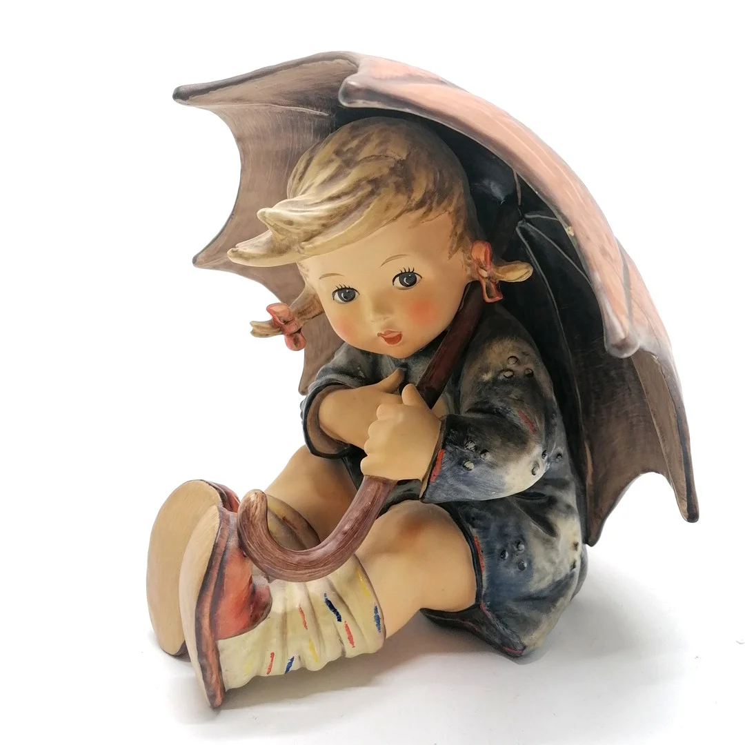 GOEBEL 1972 DATED LARGE FIGURE OF SEATED GIRL WITH UMBRELLA. — European — Acreman St Auctioneers & Valuers