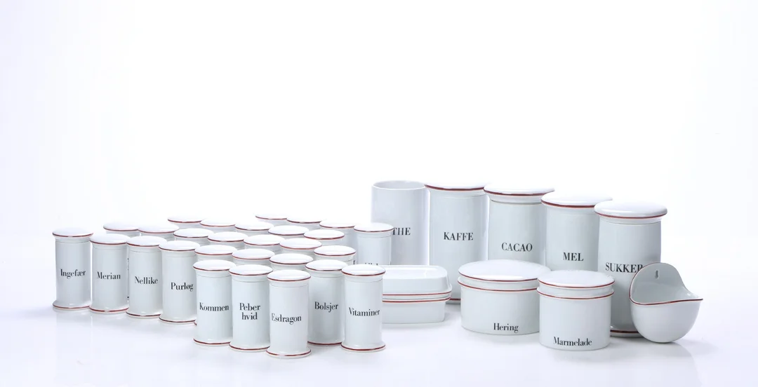 Bo Bonfils for Bing & Grondahl. 'Apothecary Series' collection of porcelain spice jars (36) — Glass, porcelain and ceramics/Other glass, porcelain and ceramics — Lauritz