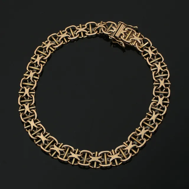ARMBAND, 18K guld, X-länk, Stockholm 1972.