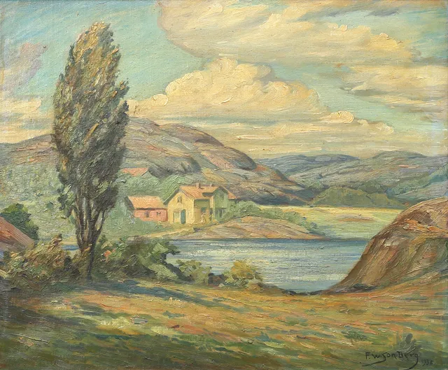 FOLKE WILHELMSSON BERG (1896-1974). Landskap, olja på duk, signerad F. Wson Berg, daterad 1935.