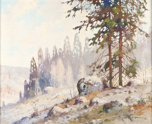 EJNAR KOHLMANN. Oljemålning på duk. Landskap. Signerad.