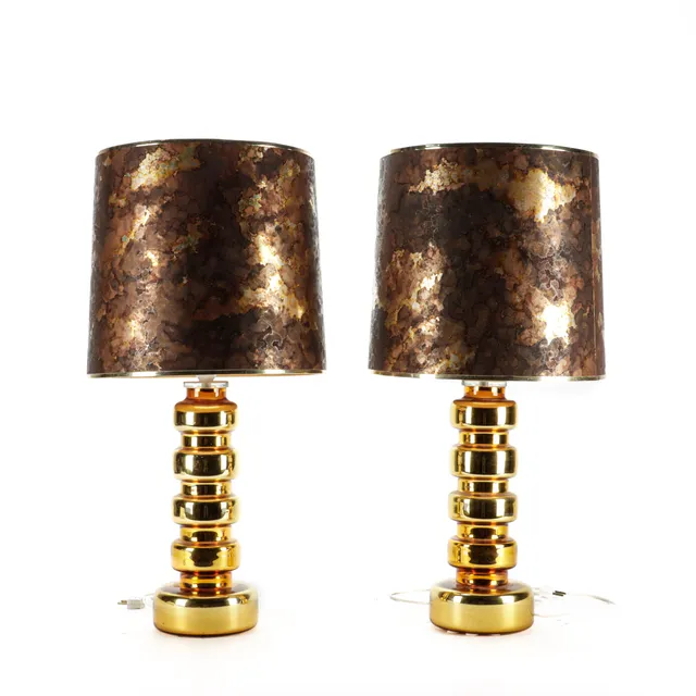 Gustav Leek for Orrefors. Pair of table lamps (2)