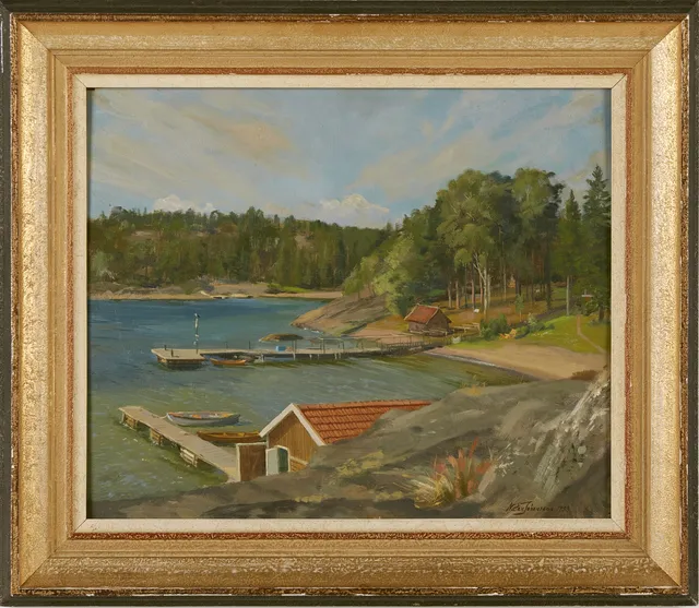 NATAN JOHANSSON. SOMMARLANDSKAP, olja på pannå, signerad och daterad 1938.