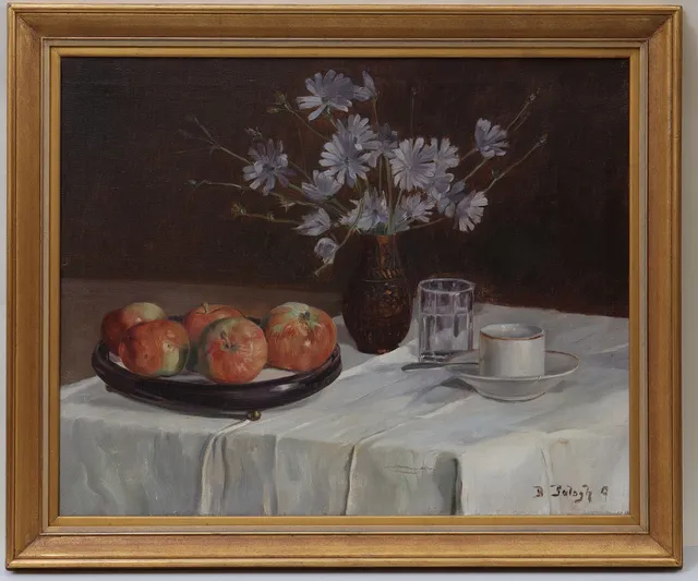 OKÄND KONSTNÄR. Stilleben med äpplen, olja på duk, 1900-talets första hälft.