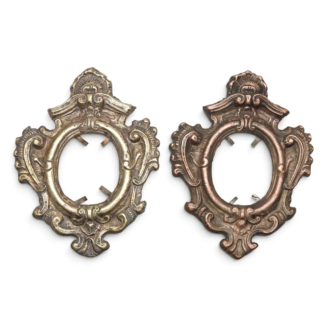 Pair of Baroque-style copper-plated frames, probably 19th Century. — Pewter, Brass & Copper — Balclis
