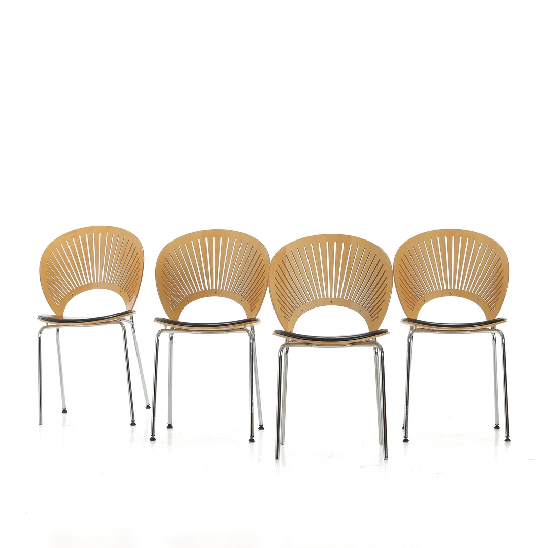 Nanna Ditzel for Fredericia Furniture. 'Trinidad', set of four chairs, model 3398 (4) — Furniture/Chairs — Lauritz