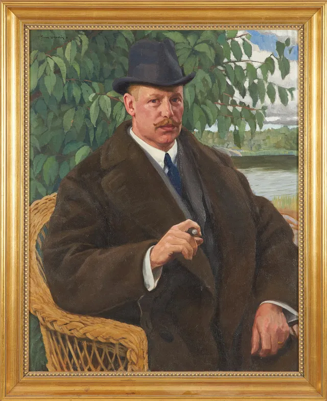 SAM UHRDIN. Porträtt av R.O.E. Grave, olja på duk, signerad och daterad 1918.