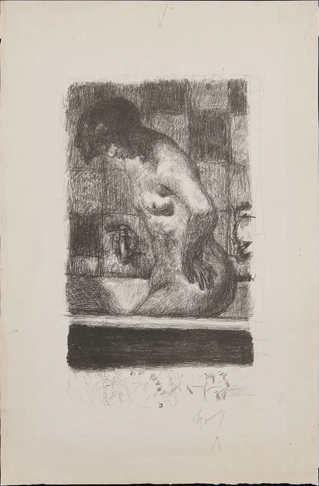 PIERRE BONNARD. "Femme debout dans sa baignoire".