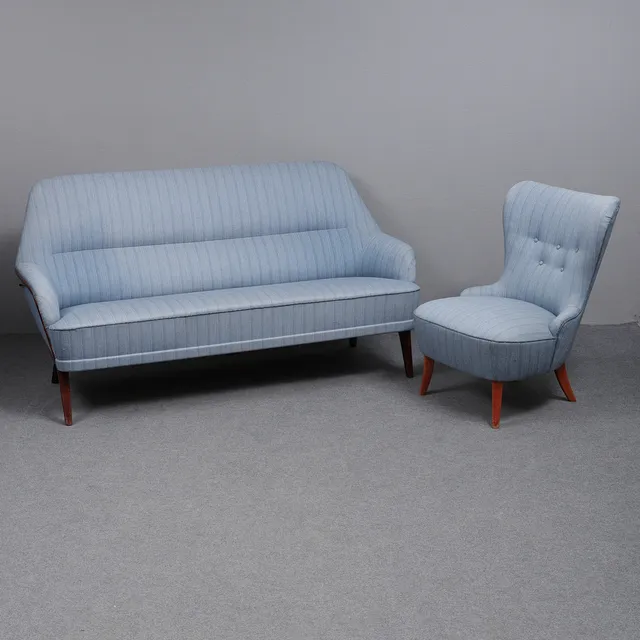 BERTIL FRIDHAGEN. SOFFA SAMT FÅTÖLJ, BODAFORS, 1950/1960-TAL.