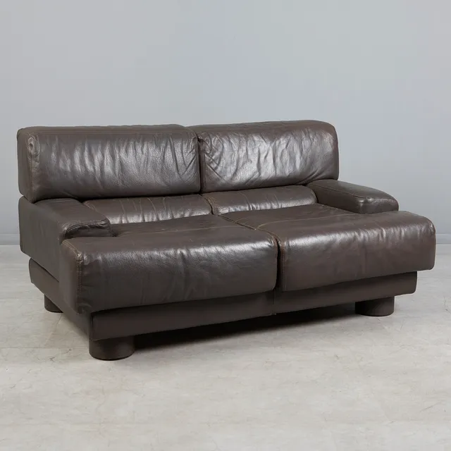 PERCIVAL LAFER. für Lafer S.A., Zweisitzer-Sofa / Couch, Holz, Leder, 1970er Jahre, Brasilien.