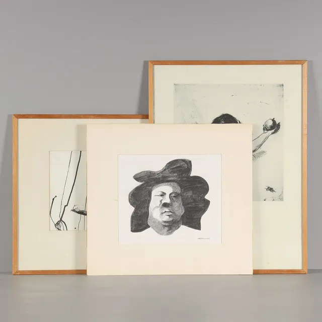 AL EKLUND (1936-2021), 3 stycken, kompositioner, diverse tekniker, bl a teckning.
