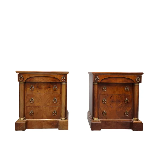DOS MESAS AUXILIARES EN MADERA DE RAIZ. IMPERIO FRANCÉS.