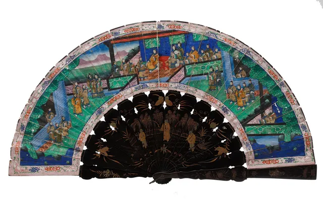 Canton fan of the "thousand faces", mid 19th Century.