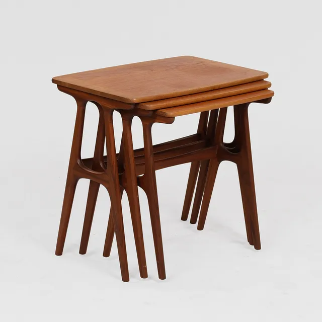 ERLING TORVITS. Sæt indskudsborde teak, Heltborg Møbler, Danmark, ca. 1960'erne, (3).
