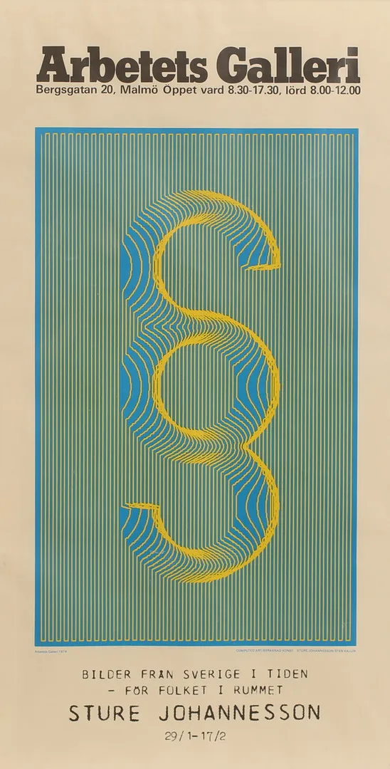 UTSTÄLLNINGSAFFISCH, Sture Johannesson/Sten Kallin, "Arbetets Galleri", 1974.