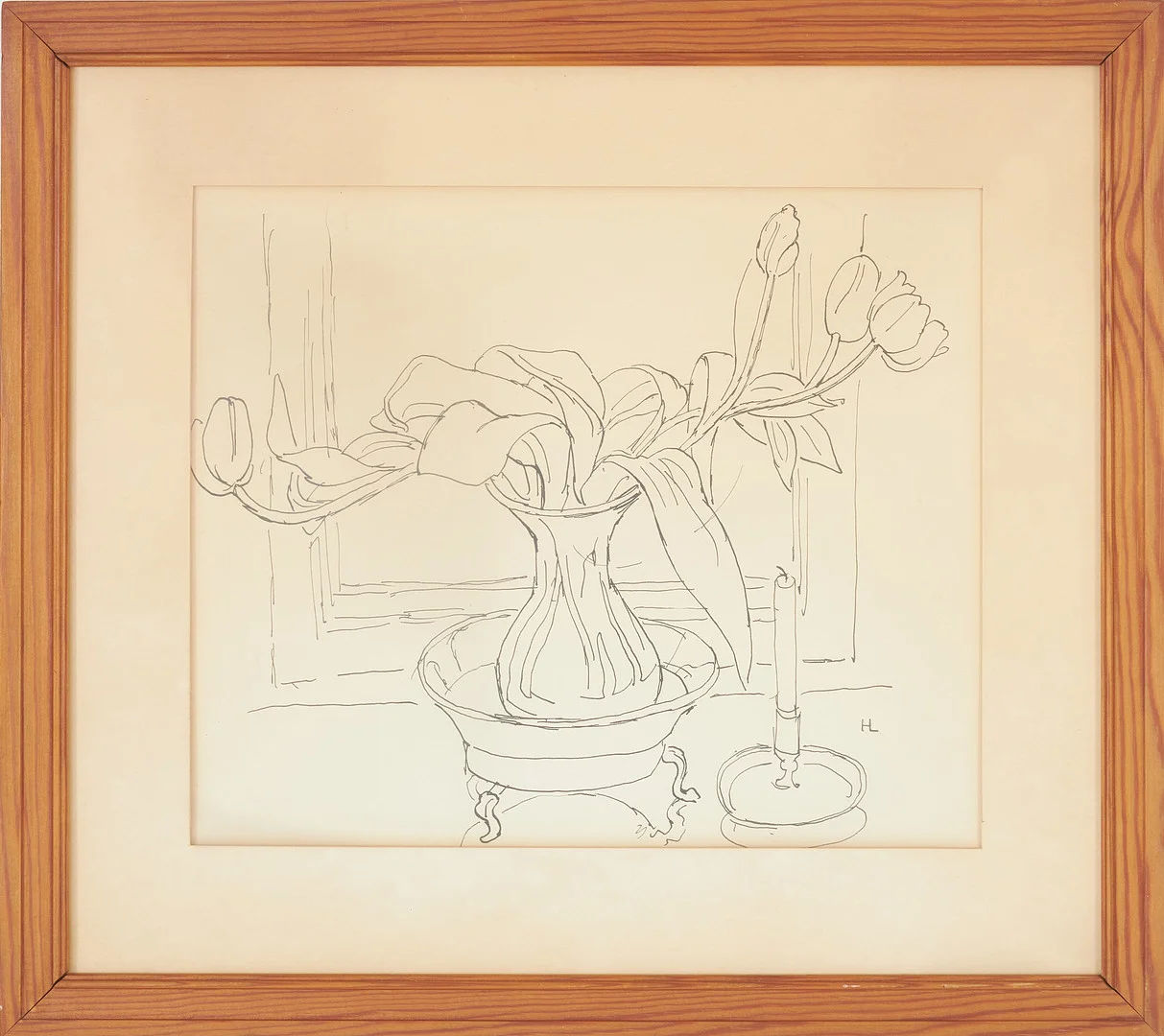 HILDING LINNQVIST. Stilleben, tusch, monogramsignerad. — Drawings — Stockholms Auktionsverk Sickla