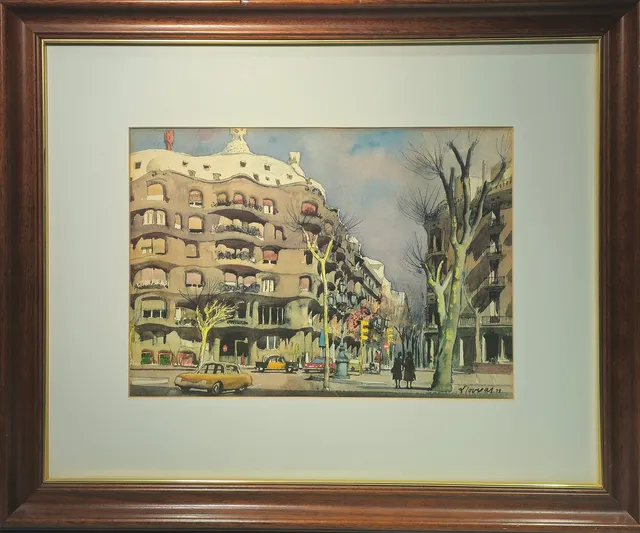 FREDERIC LLOVERAS. La Pedrera, acuarela sobre papel.
