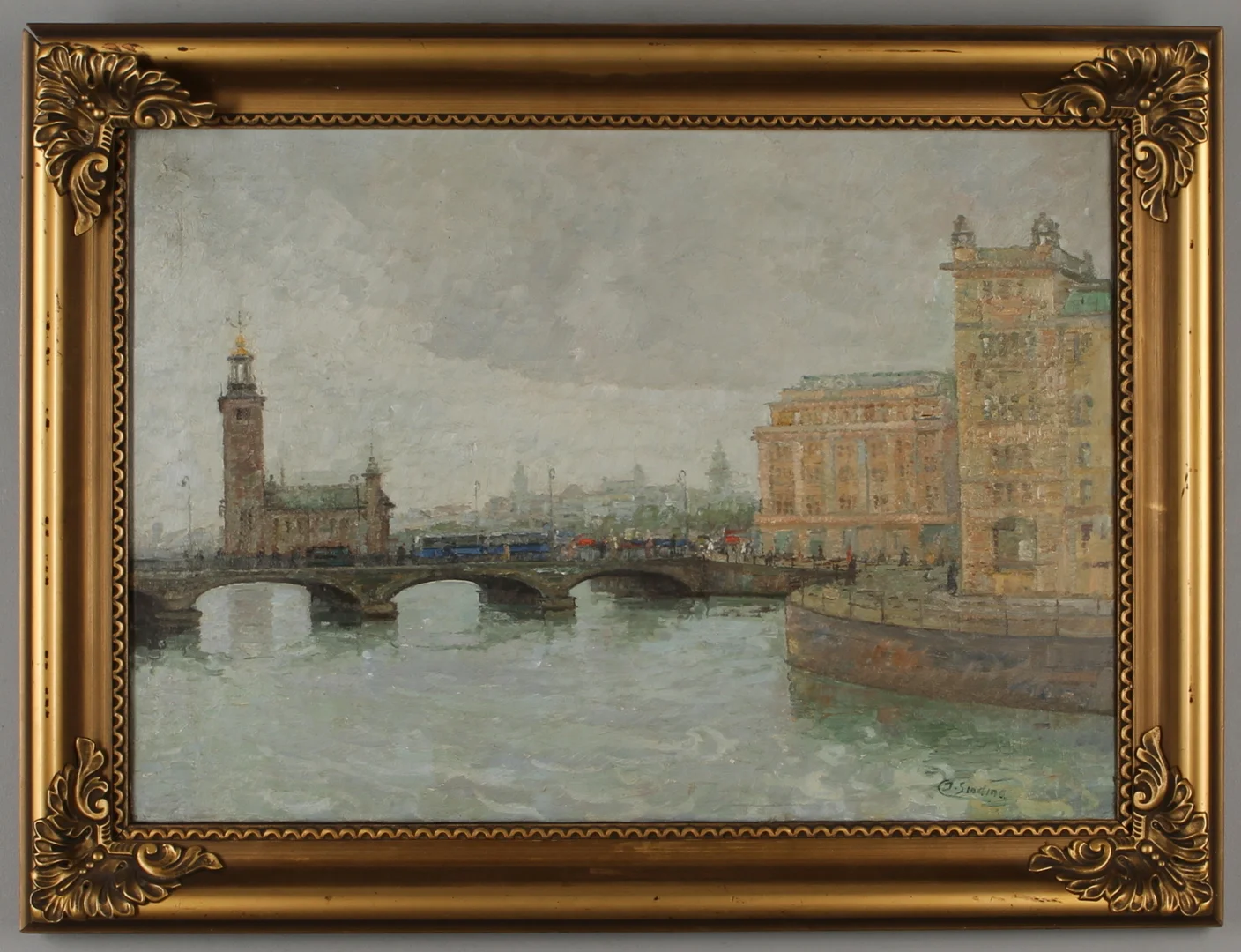JENS SINDING CHRISTENSEN. Stockholmsmotiv, olja på duk, signerad. — Paintings — Auktionshuset Kolonn