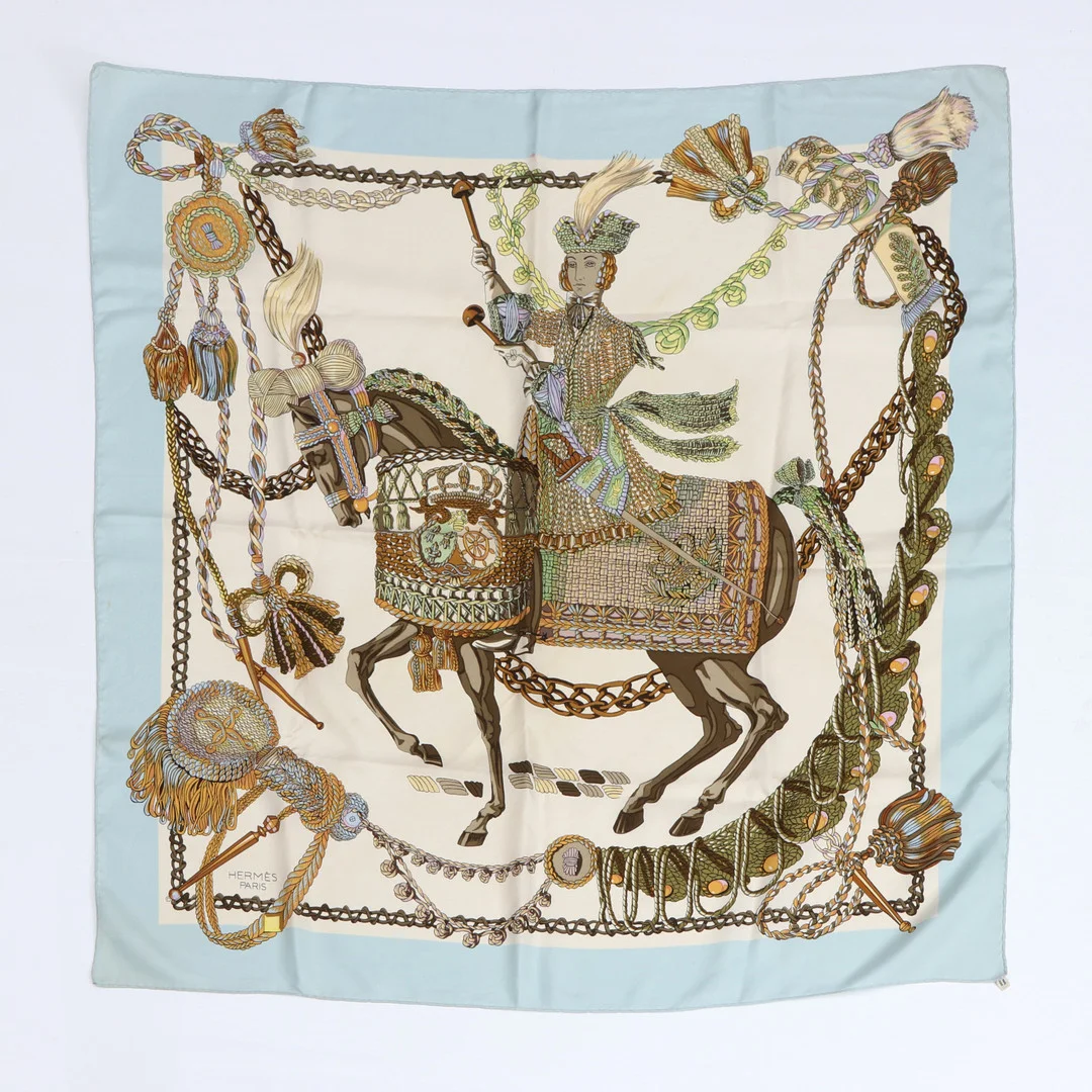 HERMÈS, SCARF "LE TIMBALIER". Siden, design Marie-Françoise Héron 1961. — Vintage & Designer Fashion — Skånes Auktionsverk