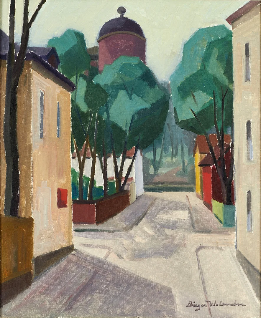 BIRGER WELANDER (1916-1985). Slottsgränd i Uppsala, signerad, olja på duk. — Paintings — Crafoord Auktioner Stockholm