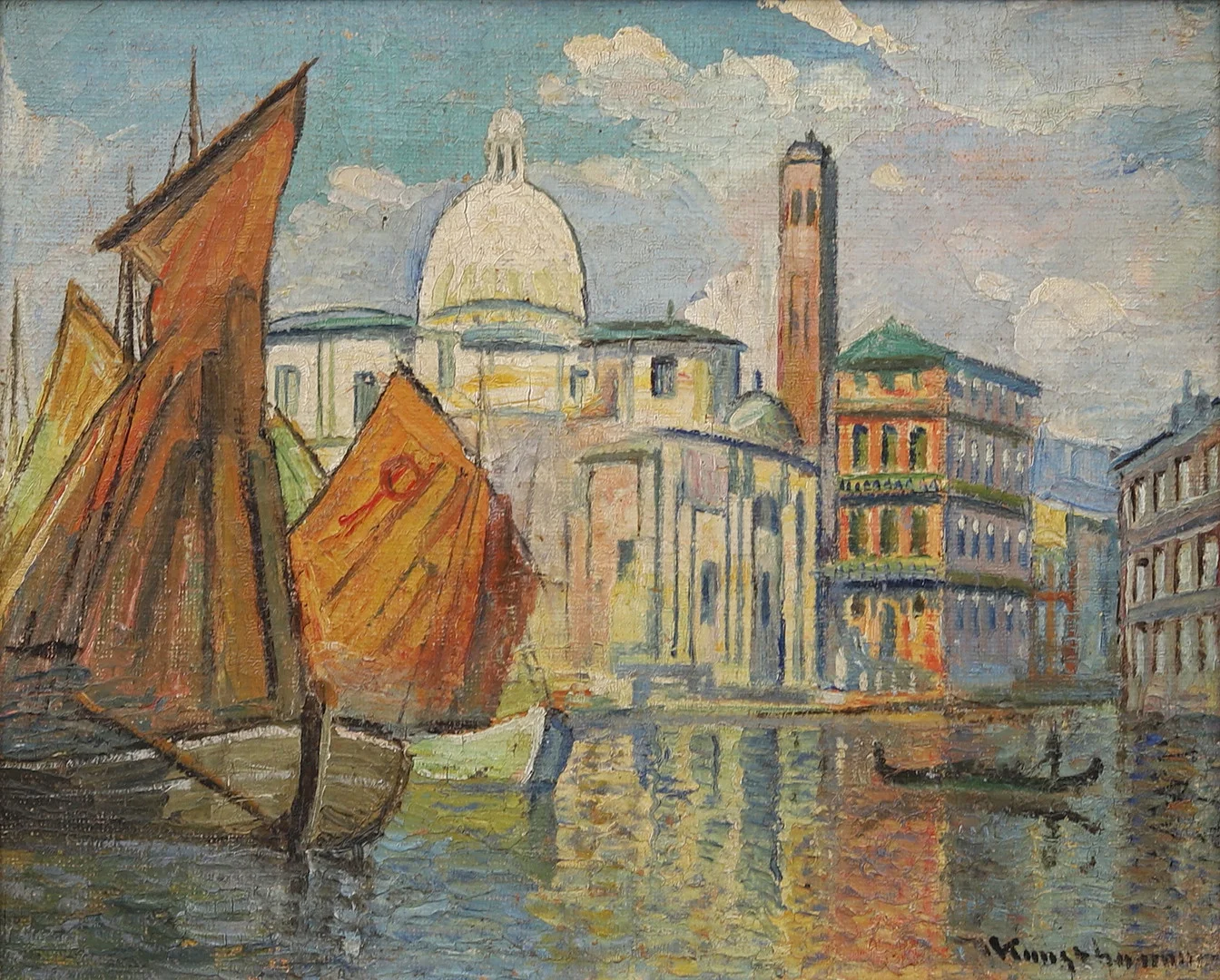 JENS KONGSHAMMER (1884-1954). Motiv från Venedig, olja på duk, signerad. — Paintings — Garpenhus Auktioner